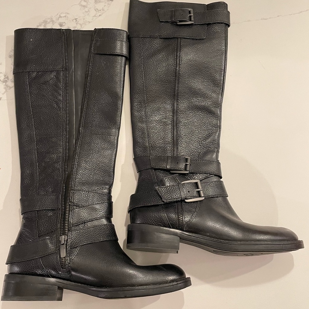 Black leather boots